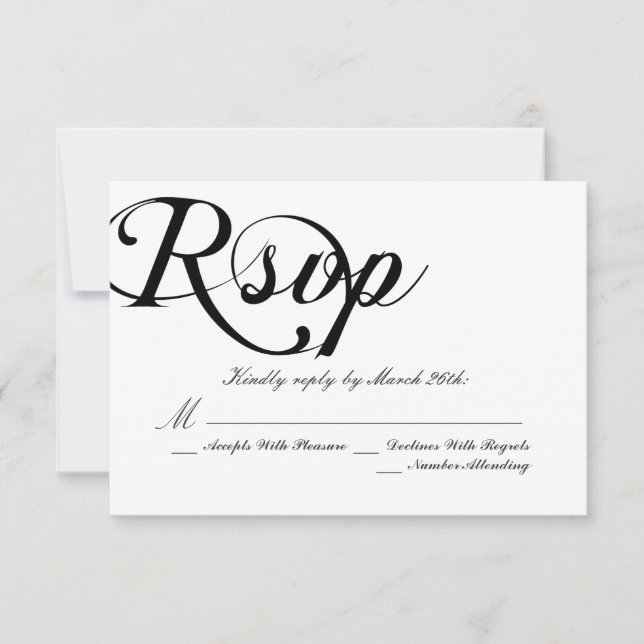 Tarjeta De Confirmación De Asistencia Boda clásico negro y blanco (Anverso)