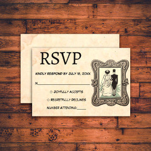 Tarjeta De Confirmación De Asistencia Boda clásico Vintage Retro Romántico Pareja 50