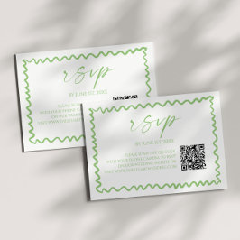 Tarjeta De Confirmación De Asistencia Boda Código QR Bordes Ondulados Verde Cítrico Capr