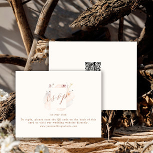 Tarjeta De Confirmación De Asistencia Boda Código QR Flor Silvestre Boho Chic