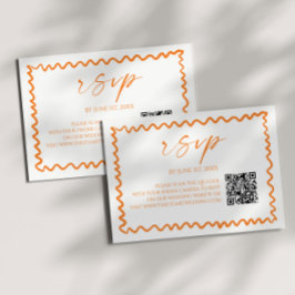 Tarjeta De Confirmación De Asistencia Boda Código QR Naranja Cítrico Caprichoso