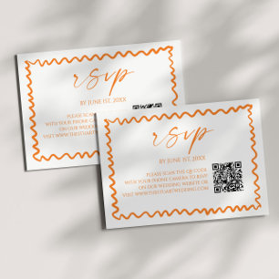 Tarjeta De Confirmación De Asistencia Boda Código QR Naranja Cítrico Caprichoso