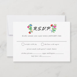 Tarjeta De Confirmación De Asistencia Boda colorido del bordado mexicano