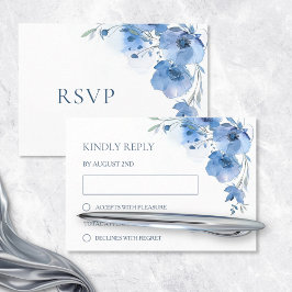 Tarjeta De Confirmación De Asistencia Boda con Acuarela Azul