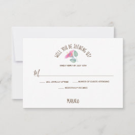 Tarjeta De Confirmación De Asistencia Boda con Acuarela de Hibisco en Maui