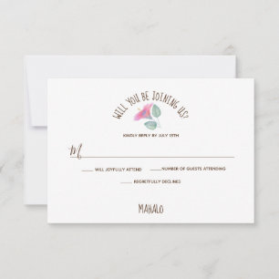 Tarjeta De Confirmación De Asistencia Boda con Acuarela de Hibisco en Maui