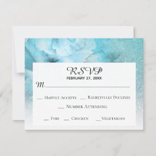 Tarjeta De Confirmación De Asistencia *~* Boda con Acuarela Floral Azul Purpura Brillant