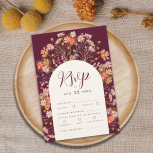 Tarjeta De Confirmación De Asistencia Boda con Arco Floral de Flores Silvestres Rústicas