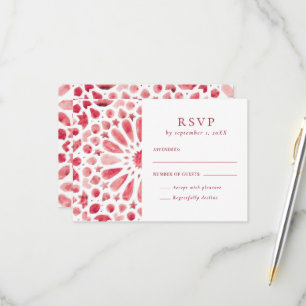 Tarjeta De Confirmación De Asistencia Boda con Azulejo Rojo Mediterráneo Marroquí