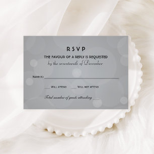 Tarjeta De Confirmación De Asistencia Boda con Bokeh Platino y Negro