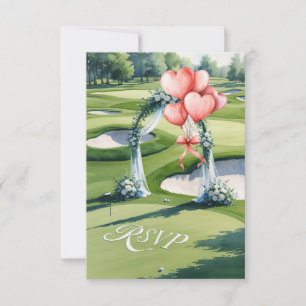 Tarjeta De Confirmación De Asistencia Boda con bola de golf en verde