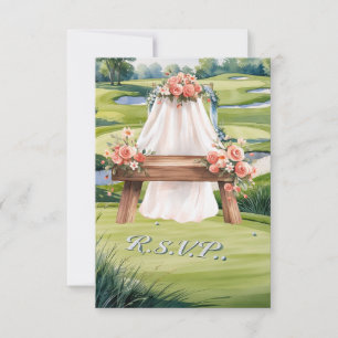Tarjeta De Confirmación De Asistencia Boda con bola de golf en verde