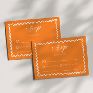 Tarjeta De Confirmación De Asistencia Boda con borde ondulado de naranja cítrico caprich