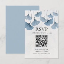 Boda con código QR botánico acuarela azul polvorie