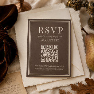 Tarjeta De Confirmación De Asistencia Boda con código QR de Cosecha de Antigüedades