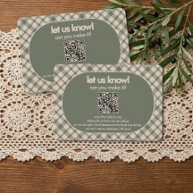 Boda con código QR de cuadros verde sage retro