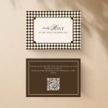 Boda con código QR de dinero antiguo a cuadros mar
