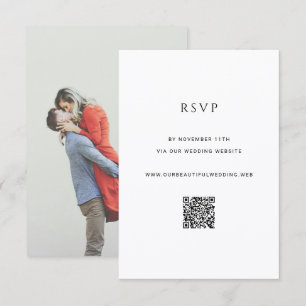 Tarjeta De Confirmación De Asistencia Boda con código QR de foto simple moderna