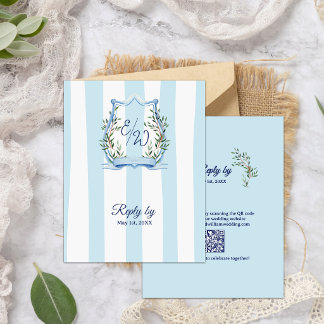 Tarjeta De Confirmación De Asistencia Boda con código QR de monograma de jardín de franj