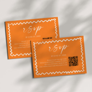 Tarjeta De Confirmación De Asistencia Boda con código QR de naranja cítrico caprichoso