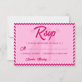 Tarjeta De Confirmación De Asistencia Boda con código QR de raya de Chevron de rosa rubo