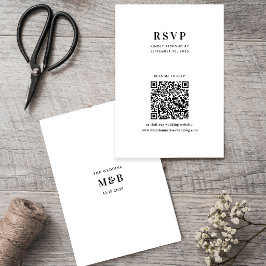 Tarjeta De Confirmación De Asistencia Boda con código QR de tipografía minimalista moder