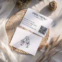 Boda con Código QR en Blanco y Negro Moderno