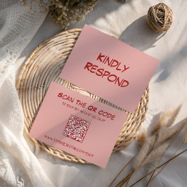 Tarjeta De Confirmación De Asistencia Boda con código QR moderno