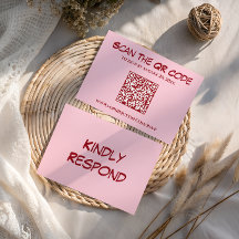 Boda con código QR rosa moderno