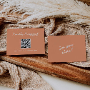 Tarjeta De Confirmación De Asistencia Boda con código QR veraniego caprichoso de coral m