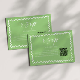 Tarjeta De Confirmación De Asistencia Boda con código QR verde cítrico caprichoso