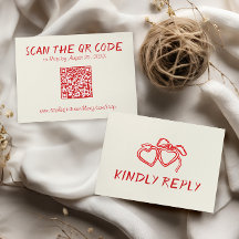 Boda con código QR Vintage Rojo