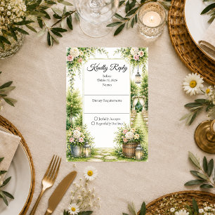 Tarjeta De Confirmación De Asistencia Boda con elegancia de jardín secreto romántico