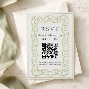 Tarjeta De Confirmación De Asistencia Boda con enrejado francés en verde salvia
