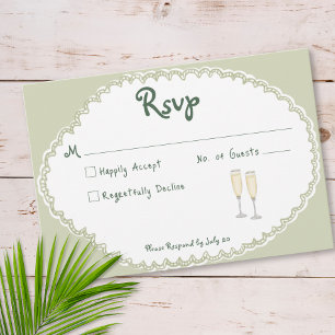 Tarjeta De Confirmación De Asistencia Boda con Estilo Costero y Palma Sol