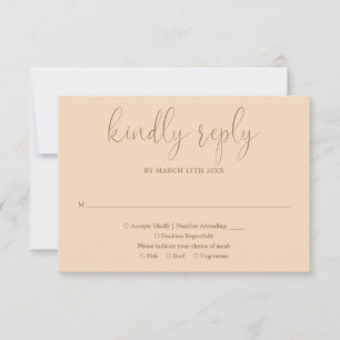 Tarjeta De Confirmación De Asistencia Boda con guión elegante chic moderno melocotón sua