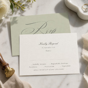 Tarjeta De Confirmación De Asistencia Boda con guión verde pistacho