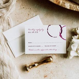 Tarjeta De Confirmación De Asistencia Boda con Mancha de Vino Burgundy Rústico