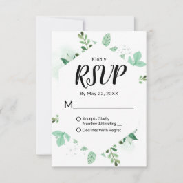 Tarjeta De Confirmación De Asistencia Boda con marco de hexágono botánico fresco