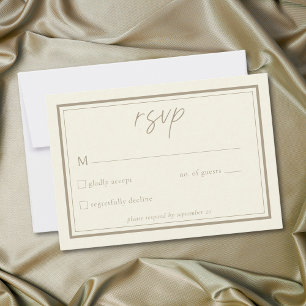 Tarjeta De Confirmación De Asistencia Boda con marco minimalista de crema de marfil