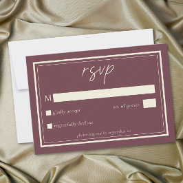 Tarjeta De Confirmación De Asistencia Boda con marco minimalista de vino de Borgoña