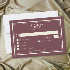 Tarjeta De Confirmación De Asistencia Boda con marco minimalista de vino de Borgoña