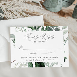 Tarjeta De Confirmación De Asistencia Boda con Opción de Comida de Abundante Vegetación