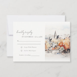 Tarjeta De Confirmación De Asistencia Boda con paisaje de Greenville Carolina del Sur