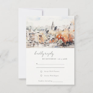 Tarjeta De Confirmación De Asistencia Boda con paisaje de Greenville Carolina del Sur