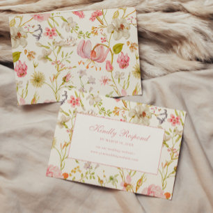 Tarjeta De Confirmación De Asistencia Boda con patrón floral vintage