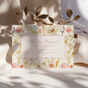 Tarjeta De Confirmación De Asistencia Boda con patrón floral vintage