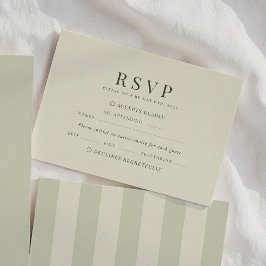 Tarjeta De Confirmación De Asistencia Boda con rayas verde oliva