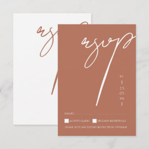Tarjeta De Confirmación De Asistencia Boda con tipografía de guión minimalista Terracott