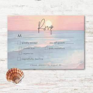 Tarjeta De Confirmación De Asistencia Boda contemporánea de playa de color de la marea d